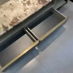 Eternity TV Cabinet Stainless Steel Golden Leg + Faux Marble Top - Image 3