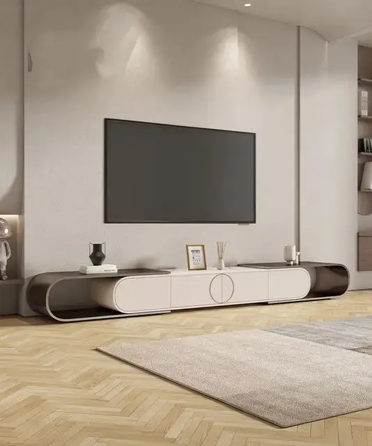 Lumia TV Cabinet Stainless Steel Golden Leg + Faux Marble Top - Image 5