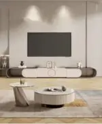 Lumia TV Cabinet Stainless Steel Golden Leg + Faux Marble Top