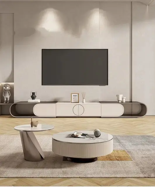 1000047688.jpg Lumia TV Cabinet Stainless Steel Golden Leg + Faux Marble Top - Image 1