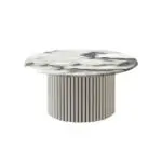 Vitro Modern Round Stainless steel coffee table with marble top - Image 3