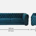 Edison Luxurious Velvet Sofa: Elegant 3-Seater Living Room - view 6