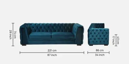 Edison Luxurious Velvet Sofa: Elegant 3-Seater Living Room - view 6