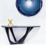 Luxor Gold Modern Console Table: Sleek Stainless Steel and Stone Elegance - Image 3