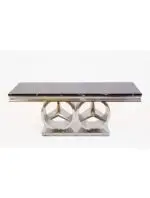 Mercedes Benz Coffee Table Simple Living Room Stainless Steel Gold PVD Base With Natural Marble Top-White - Image 2