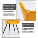 Umi Velvet Dining Chair | Modern Design Restaurant Chair-2pc - Image 2