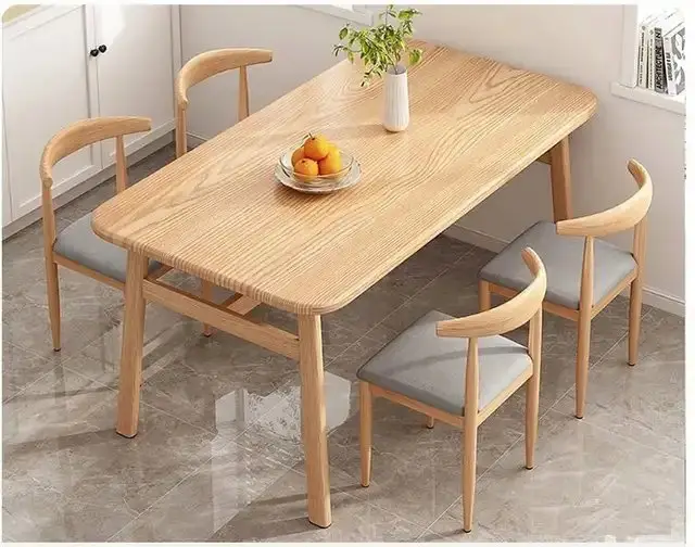 1000048606.jpg OX Horn Dining Table and Chair Set | Wooden Dining Chair | Cafe Designer Dining Set - 1+4Pc - Image 1