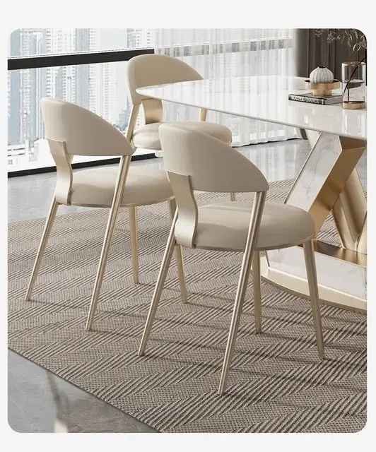Blush Dining Table Stainless Steel Golden Leg + Natural Marble Top Table - Image 3