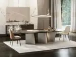 Rendezvous Dining Table Stainless Steel Golden Leg + Natural Marble Top Table
