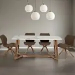 Tiffany Dining Table and 6 chairs Set Stainless Steel and Golden Leg + Natural Marble Top Table