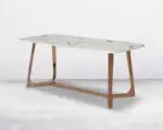 Tiffany Dining Table and 6 chairs Set Stainless Steel and Golden Leg + Natural Marble Top Table - Image 4
