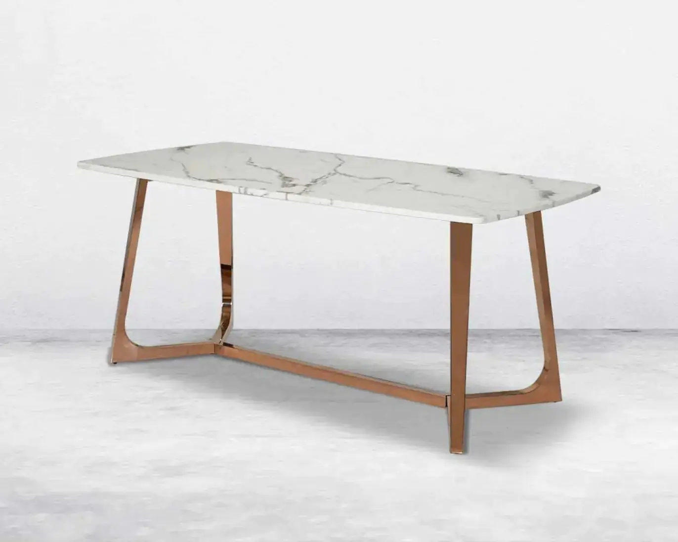 Tiffany Dining Table and 6 chairs Set Stainless Steel and Golden Leg + Natural Marble Top Table - Image 4