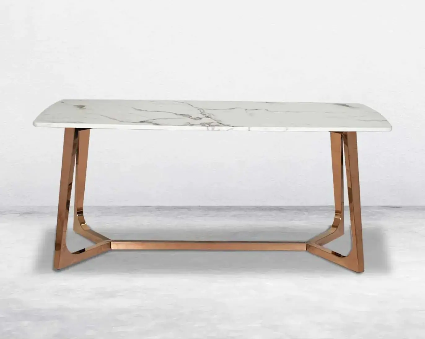Tiffany Dining Table and 6 chairs Set Stainless Steel and Golden Leg + Natural Marble Top Table - Image 3