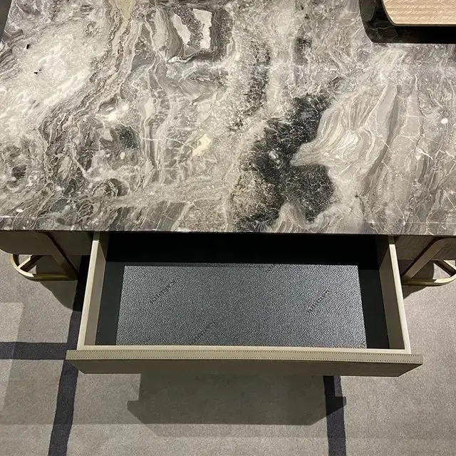 Cartier Luxe Modern Minimalist Coffee Table Set with Marble Top and Gold Finish - Image 4