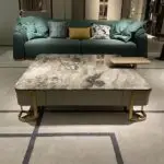 Cartier Luxe Modern Minimalist Coffee Table Set with Marble Top and Gold Finish - Image 2
