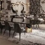 MaxiMagnificent Dining Table Stainless Steel and Golden Leg + Natural Marble Top Table - Image 4