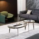 Nesting Italian Faux Marble with Stainless Steel frame Coffee Table - view 2