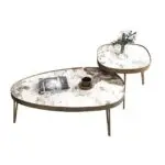 Nesting Italian Faux Marble with Stainless Steel frame Coffee Table - view 4