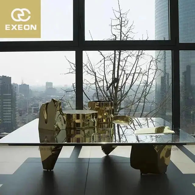 Golden Glamour Luxurious Maximalist Modern Coffee Table - Image 4