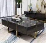Topaz Stainless Steel Golden Leg + Veneere Top Coffee Table White - Image 3