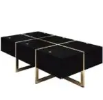 Topaz Stainless Steel Golden Leg + Veneere Top Coffee Table White - Image 4