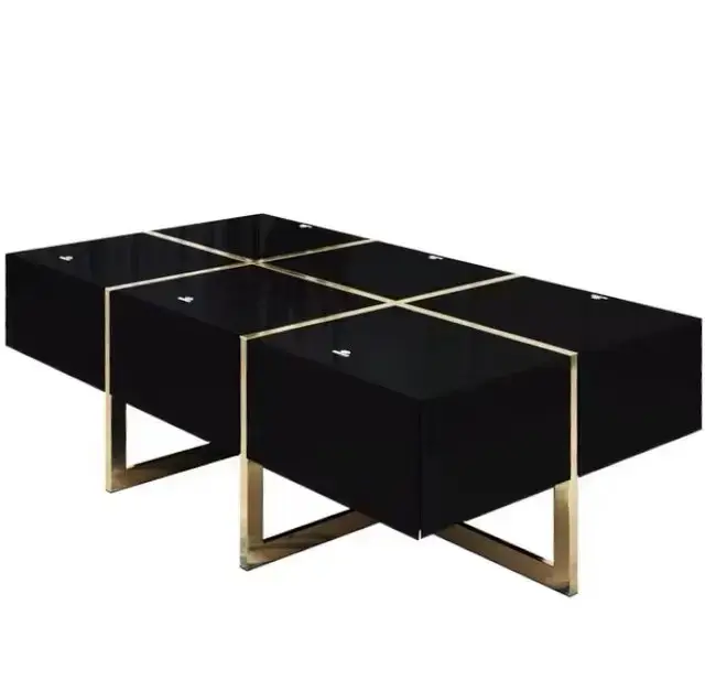 Topaz Stainless Steel Golden Leg + Veneere Top Coffee Table White - Image 4