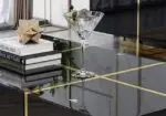 Topaz Stainless Steel Golden Leg + Veneere Top Coffee Table White - Image 5