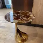 Drop End Table Agate Stainless Steel Gold Leg - Image 3