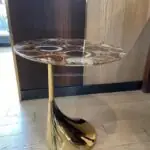 Drop End Table Agate Stainless Steel Gold Leg