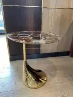 Drop End Table Agate Stainless Steel Gold Leg