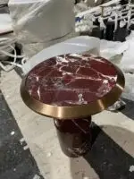 Drop End Table Agate Stainless Steel Gold Leg - Image 4