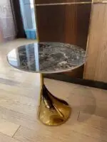 Drop End Table Agate Stainless Steel Gold Leg - Image 2