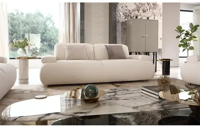 Modern Marble Coffee Table Round Small Nesting Tables Living Room - Image 6
