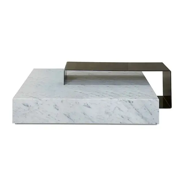 Maxwell Coffee Table Elegant Living Room Stainless Steel Gold Base With Marble - Image 2