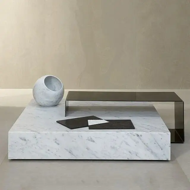 Maxwell Coffee Table Elegant Living Room Stainless Steel Gold Base With Marble - Image 3