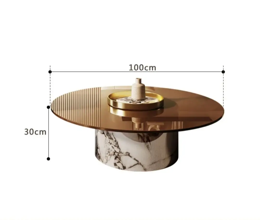 Luxurious Hussn Marble and Glass Coffee Table Set - Image 7