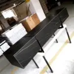 Merissa TV Cabinet Stainless Steel Golden Leg + Faux Marble Top - Image 6