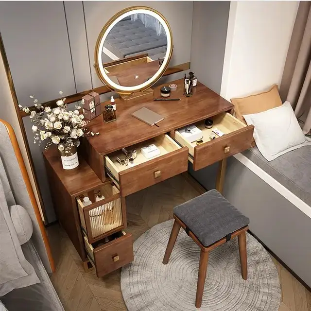 SmartDesign Walnut Sheesham Wood Dresser - Contemporary Minimalist Storage Solution - Image 2