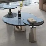 Tassel Stunning Glass Coffee Table Set - Gold Stainless Steel Base for Modern Living Spaces - Image 3