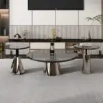 Tassel Stunning Glass Coffee Table Set - Gold Stainless Steel Base for Modern Living Spaces