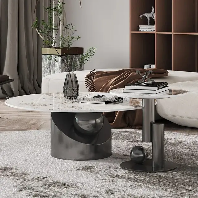 Nouvel Gold and Marble Coffee Table Elegant Living Room | Stainless Steel Gold Base Centerpiece - Image 6