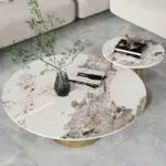 Nouvel Gold and Marble Coffee Table Elegant Living Room | Stainless Steel Gold Base Centerpiece - Image 3