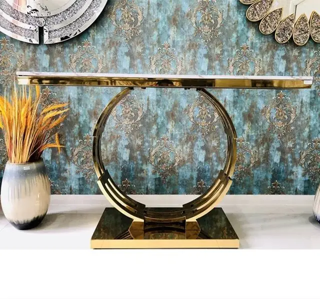 Marble Surface Metal Frame Console Table Narrow Living Room Entry table - Image 7