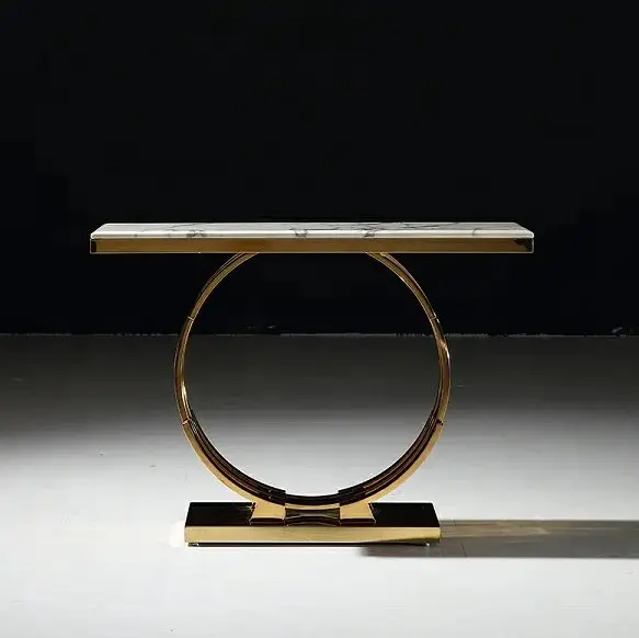 Marble Surface Metal Frame Console Table Narrow Living Room Entry table - Image 9