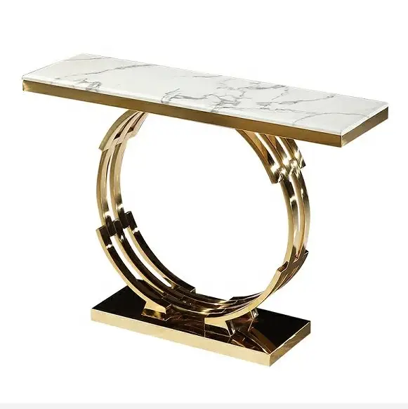 Marble Surface Metal Frame Console Table Narrow Living Room Entry table - Image 10