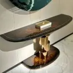 Modern Noir D'Design wood and Stainless Steel Gold Console Table - Image 2