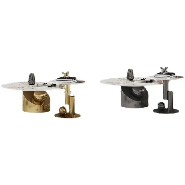 Nouvel Gold and Marble Coffee Table Elegant Living Room | Stainless Steel Gold Base Centerpiece - Image 4