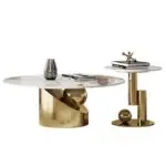 Nouvel Gold and Marble Coffee Table Elegant Living Room | Stainless Steel Gold Base Centerpiece - Image 5