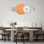 Sleek Horizon Contemporary Metal Wall Clock in Striking Orange and Gold - Image 7