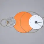 Sleek Horizon Contemporary Metal Wall Clock in Striking Orange and Gold - Image 6